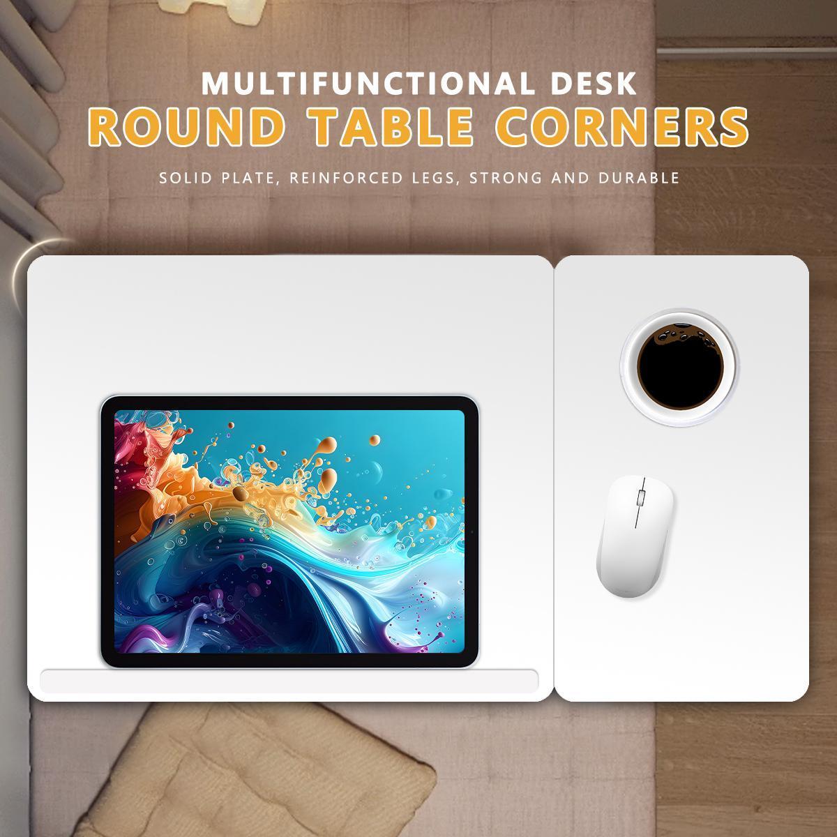 Foldable Laptop Bed Desk Tray with 4 USB Ports Portable Lap Table Tiltable Tabletop Wood Workstation Storage Drawer Cup Holder for Home Bed Couch Working Reading