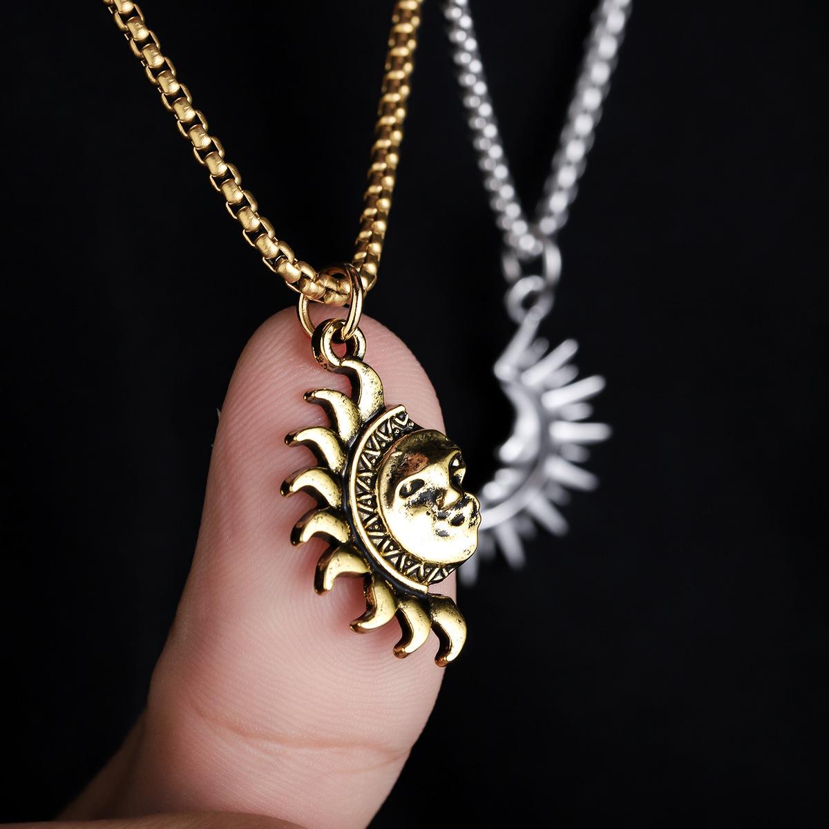 Sun and moon asymmetrical couple necklace men and women jewelry brothers necklace gift suitable for any scene party necklace Outdoorfun Pendant