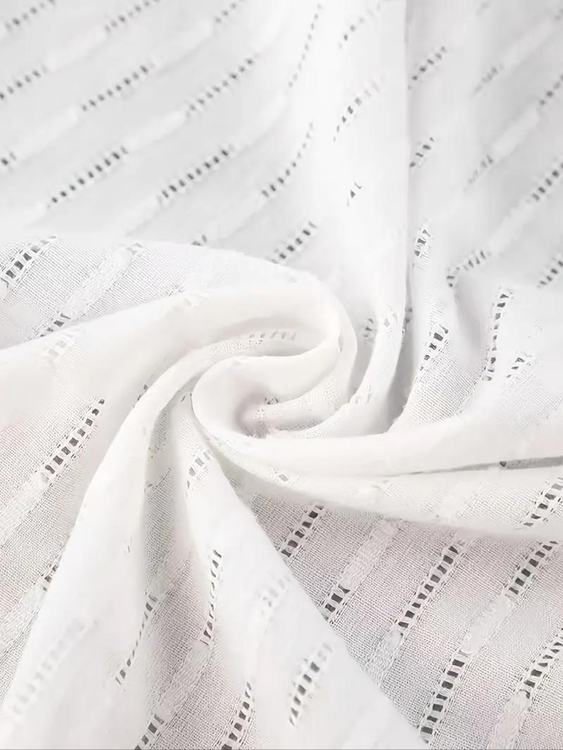 Women's Micro-Transparent Embroidered Fabric Bubble Long Sleeve Shirt Shorts Casual Set, Stylish and Comfortable