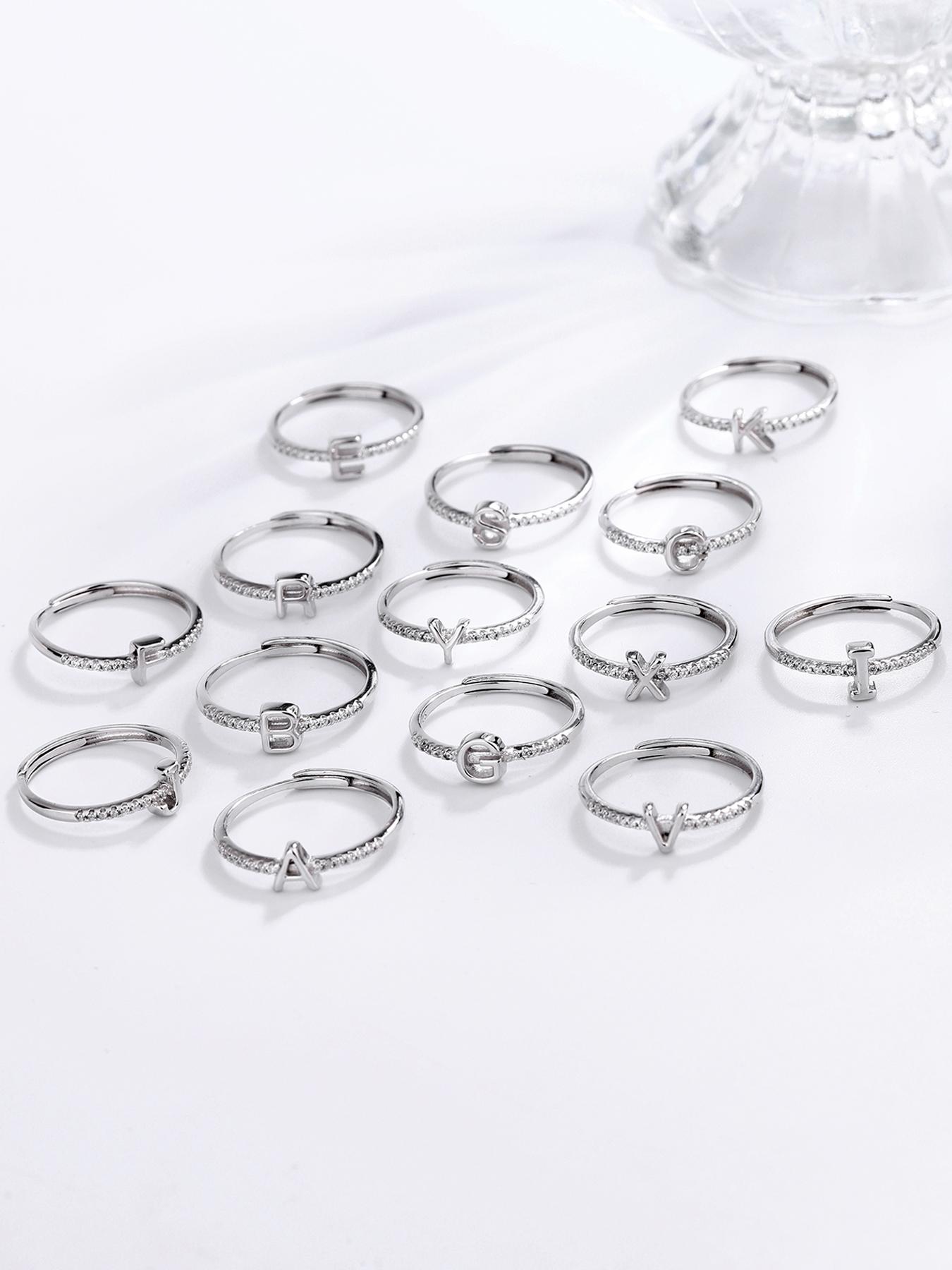 ✨26 Letters A-Z✨ Inlaid with artificial zircon accents, minimalist stackable rings for women | Exquisite daily jewelry gift #InitialRing #StackableRings