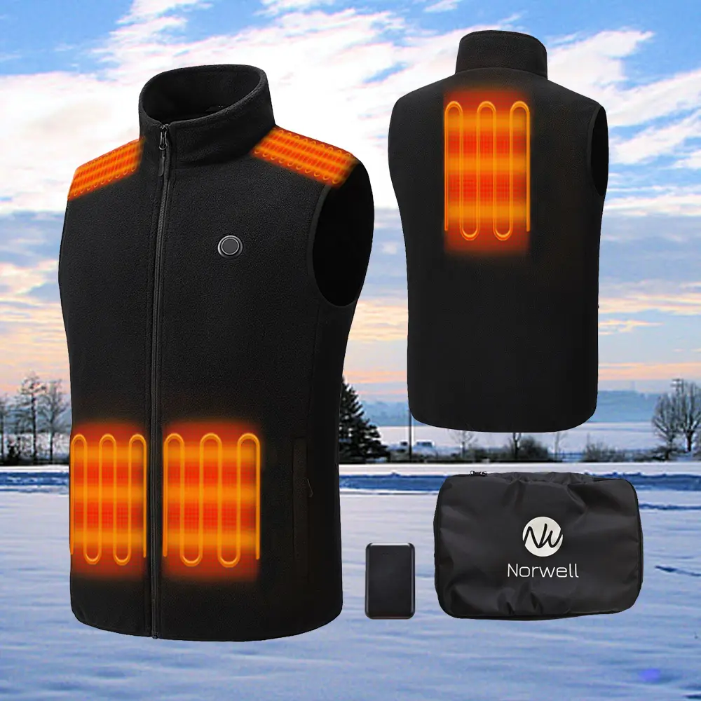 Men's Short-Length Polyester Rechargeable Heating Vest - USB Electric Ultra-Thin Carbon Fiber Heated Waistcoat with Dual Control, Ideal for Skiing, Outdoor Adventures