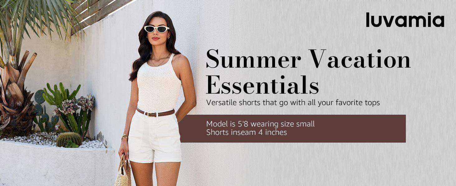 luvamia Jean Shorts for Women Trendy High Waisted Fold Hem 4 Inch Inseam Stretchy Denim Shorts Summer Casual Jorts