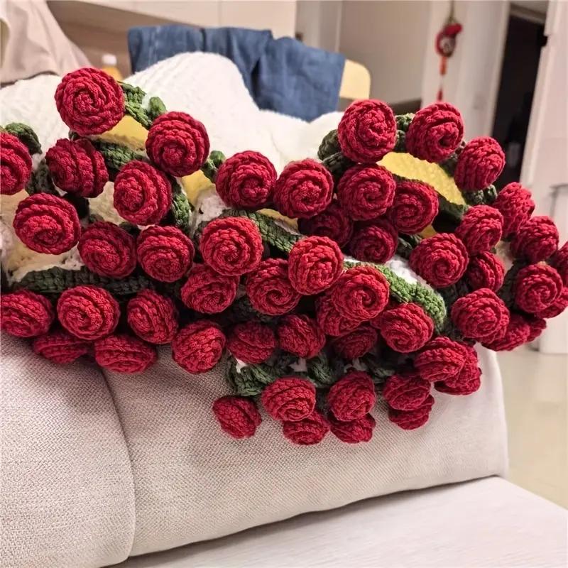 Rose hand-woven blanket, pure handmadeblanket, can be turned into a bouquet of rosesblanket,a gift for the object, mother, elders, aspecial gift-MM Artificial Mixed Flower Artificial Lavender Plant