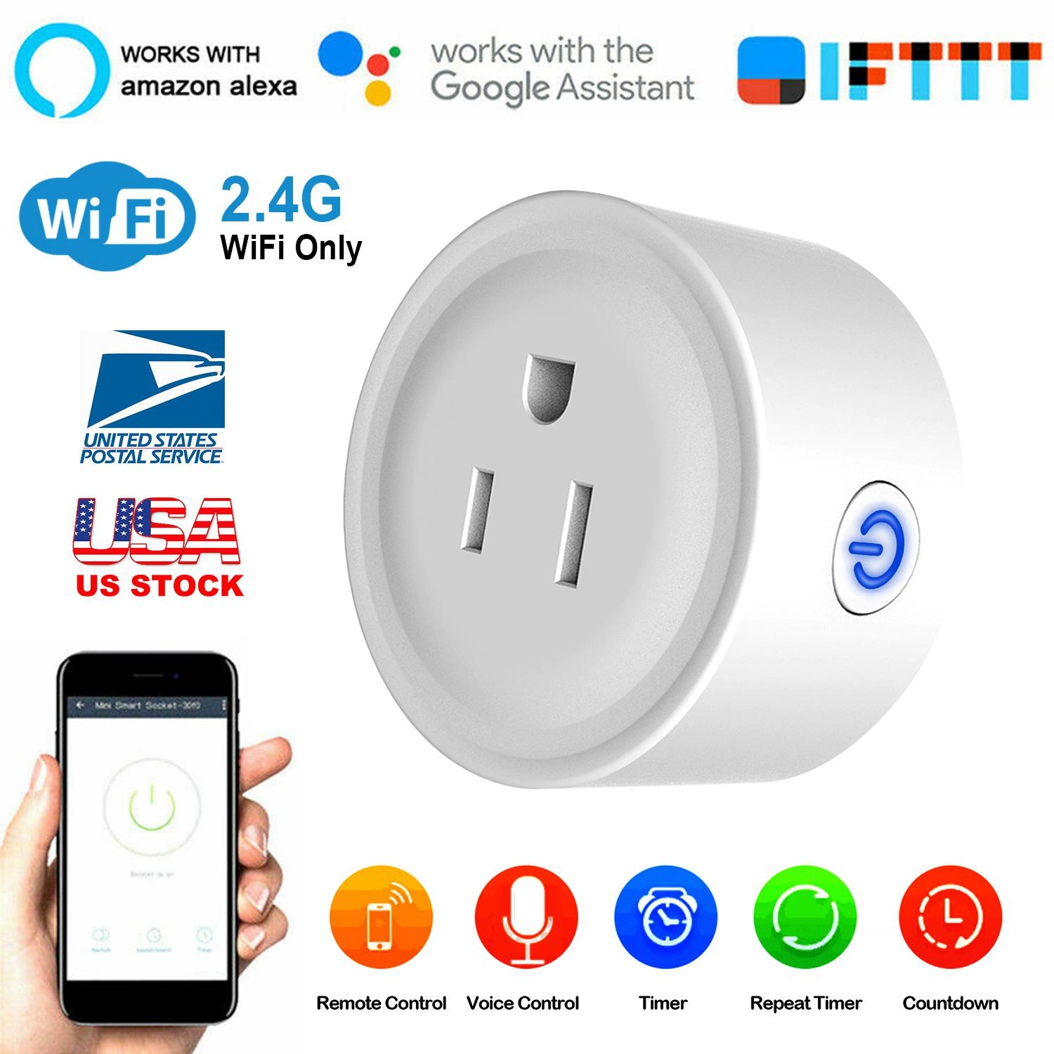US Standard Wi-Fi Smart Plug Outlet - 100-240V 10A Max (1100W), APP Remote Control, Amazon Alexa & Google Voice Control, Countdown Timer, Energy Saving for Electronic Devices & Fan
