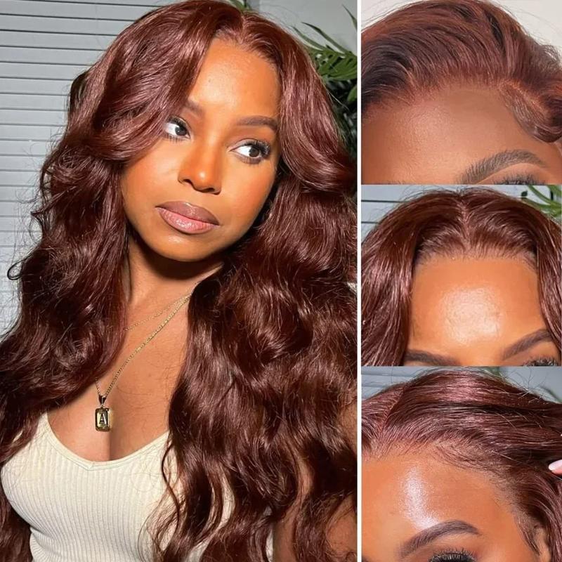 Bling Hair 13x4 Reddish Brown Body Wave Lace Front Wigs Real Hair 180% Density  HD Lace Front Wigs Real Hair Lace Front Wig