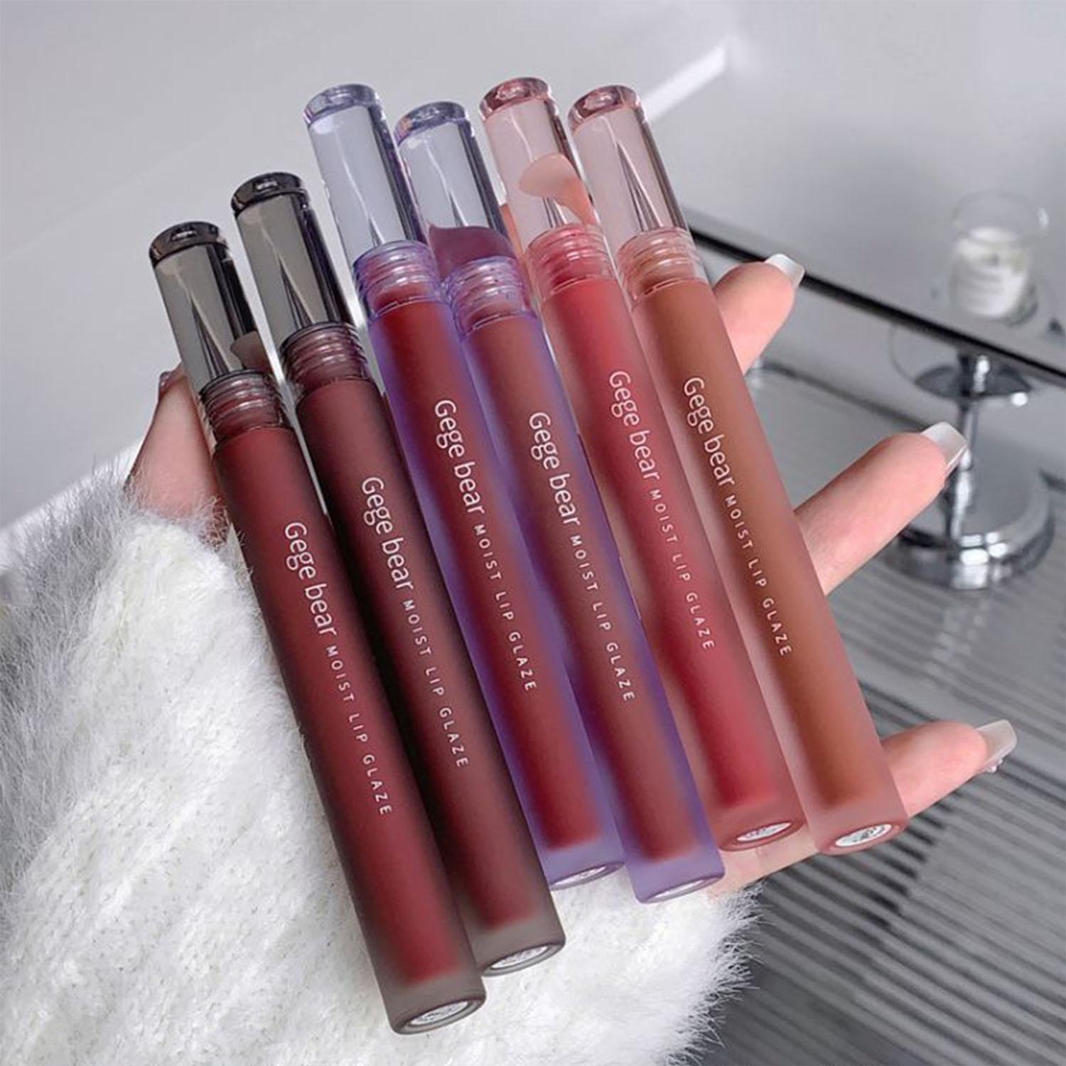 Long Lasting Lip Gloss, 6 Counts/set Matte Liquid Lipstick Easy Coloring, for All Occasions Lip Makeup, Girls and Women Makeup Accessories, Moisturizing, Glaze