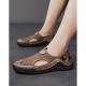 Men's Solid Color Mesh Breathable Closed-Toe Sandals, Hand-Stitched Soft Sole Water Shoes, Slip-On Casual Outdoor Beach Shoes