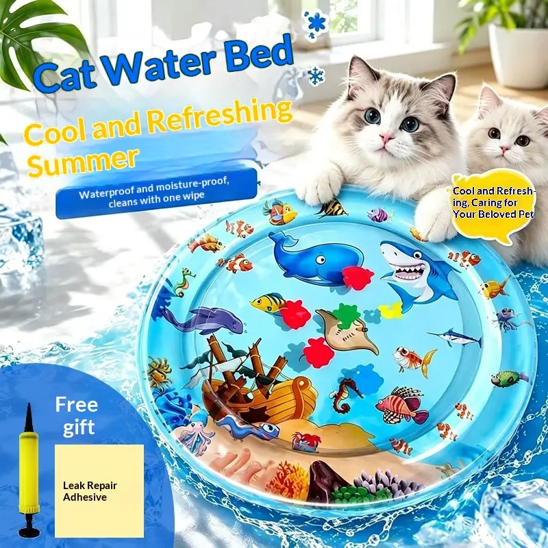 Large-Size Pet Cooling Water Bed - Thick, Anti-Grab Inflatable Ice Cushion for Dogs & Cats, Suitable for Home & Outdoor Use
