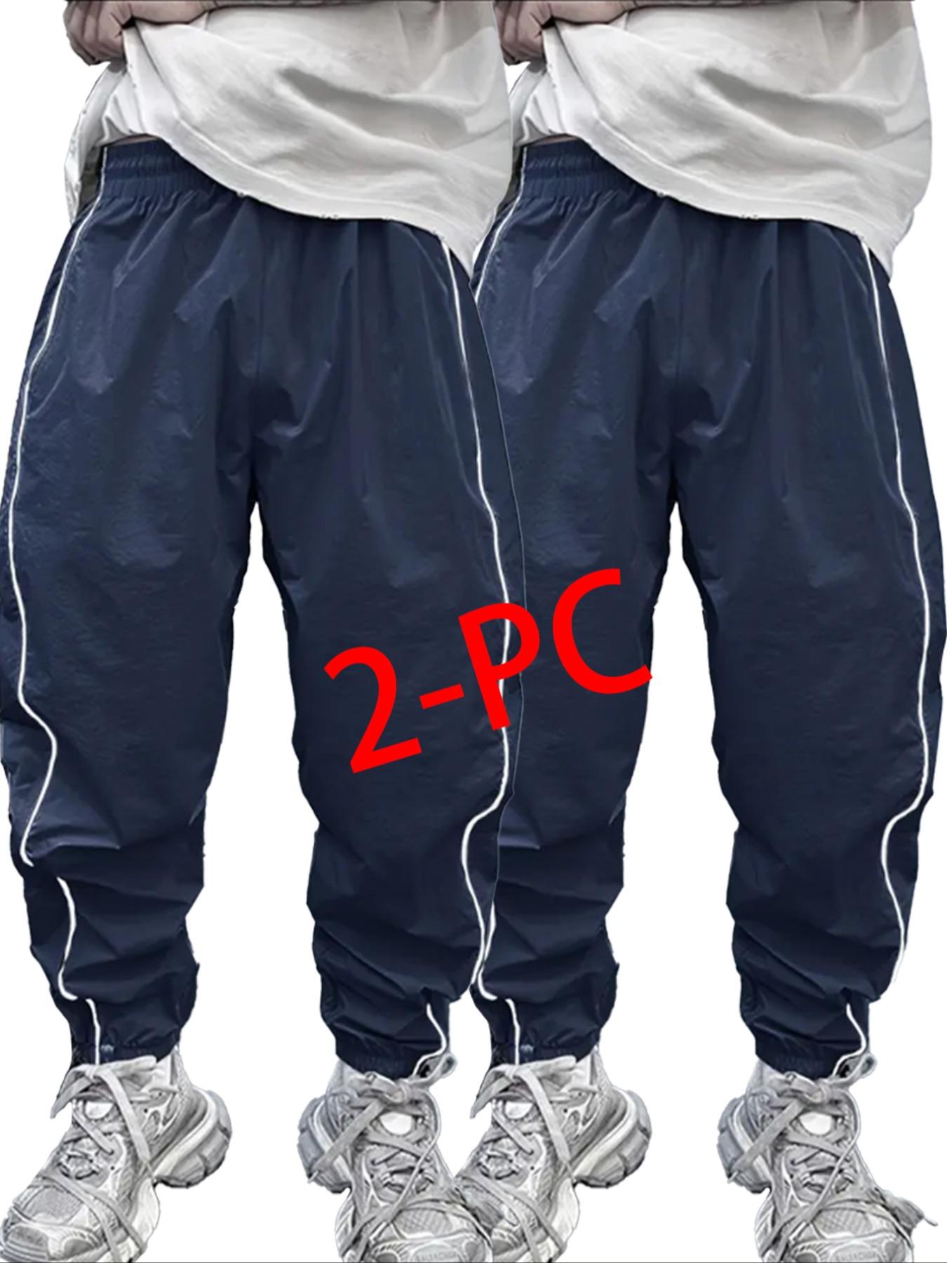 Men's Elastic Waistband Pants, Side Stripe Design, Casual Daily Wear, Comfortable & Versatile, Perfect for Everyday