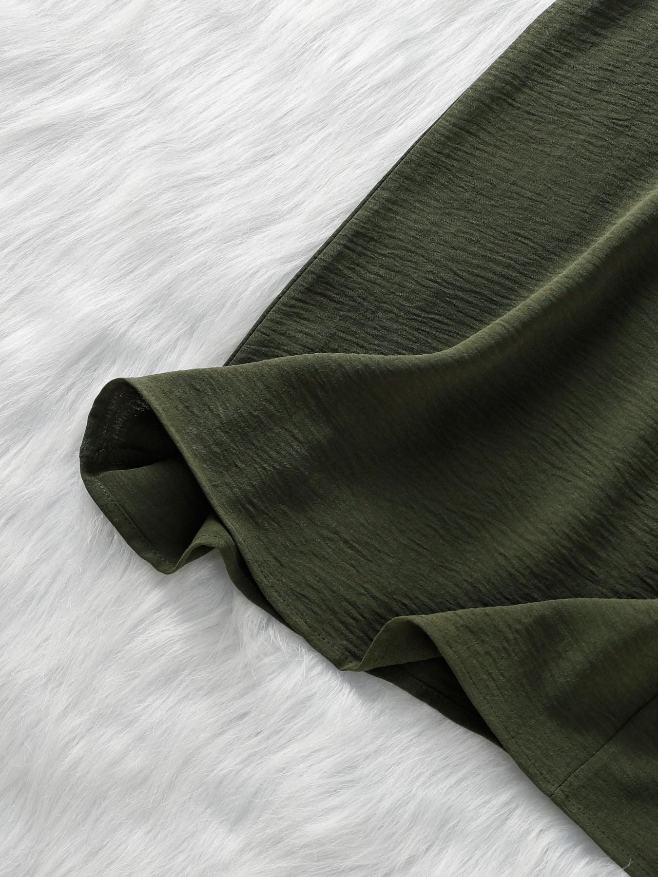 Women's Plain Solid V-Neck Short Sleeve Dress, Simple Long Dress for Women, Fitted Casual Fashion, Perfect for Daily Wear