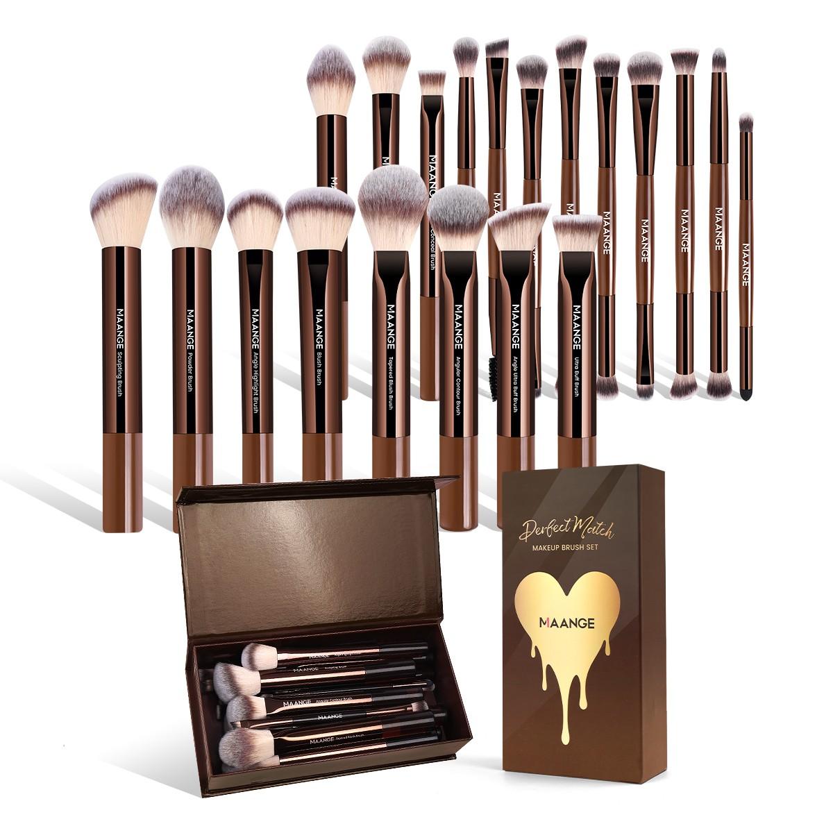 Maange 20-Piece Professional Makeup Brush Set Gift Box, Foundation Brush, Blush Brush, Powder Brush, Eyeshadow Brush, Mascara Brush
