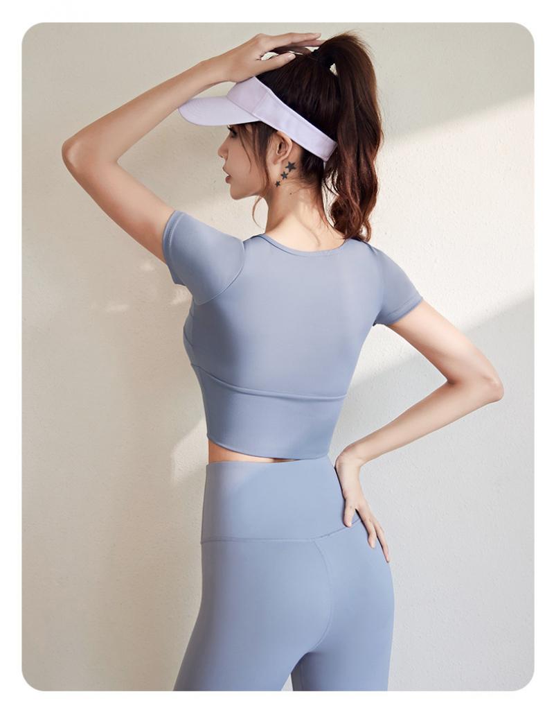 Women's Slim Fit Yoga Set, Summer Running Sports Suit with Chest Pad, Slimming Fitness Training Outfit