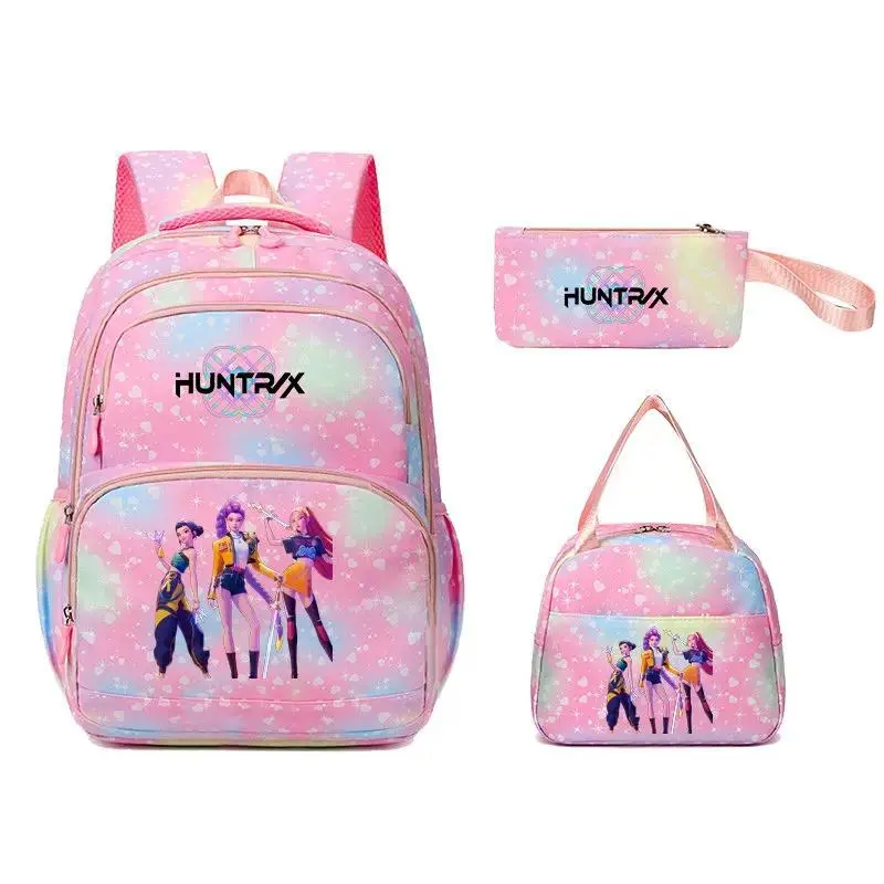 3Pcs/Sets Mochila KPop Demon Hunters Backpack Colorful Schoolbag Pencil Case Lunch Bag for Students School Bags Pen Bags