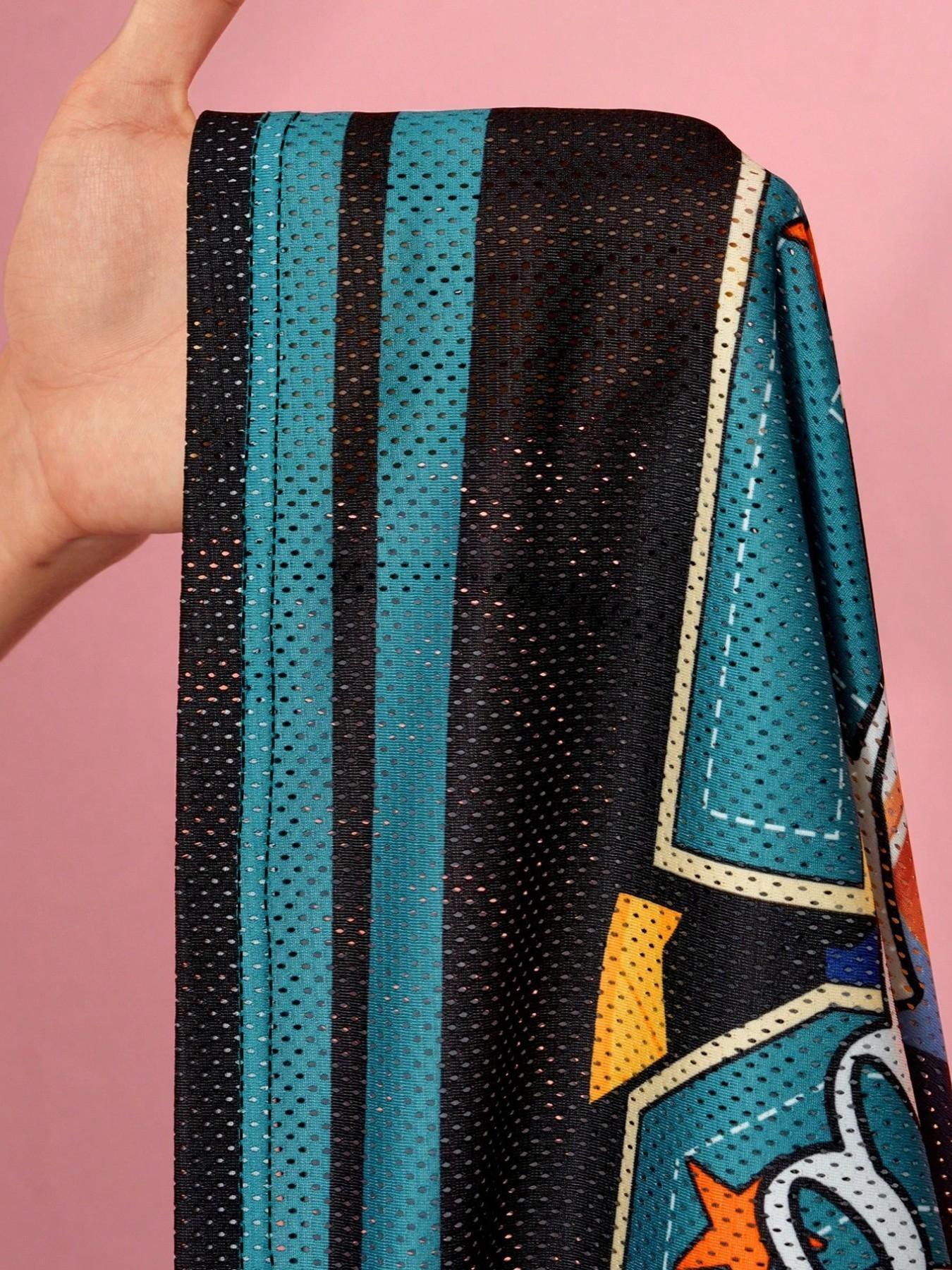 American Retro Cartoon Duck Print Mesh Eye Short Sleeve T-Shirt for Women, New Y2K Style, Loose-Fit Sport Top, All Seasons