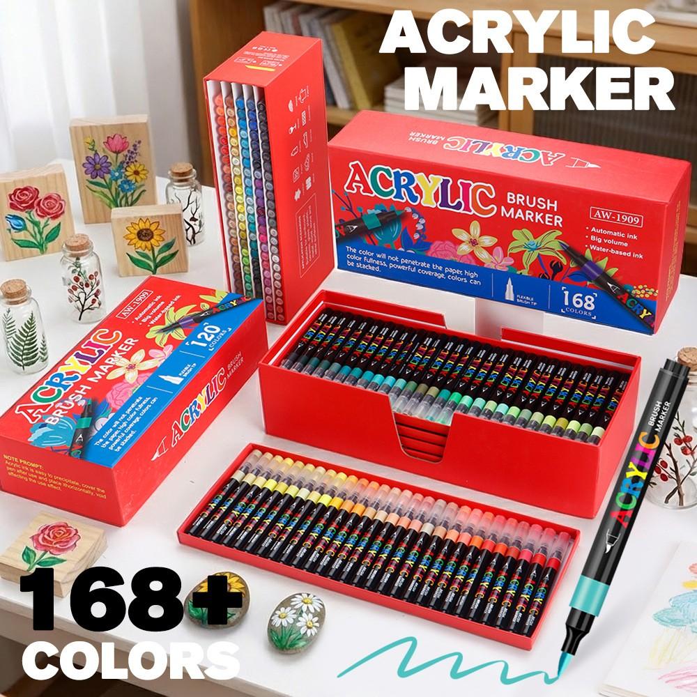 Premium 168 Colors Acrylic Brush Marker Set, Water-Based Non-Toxic