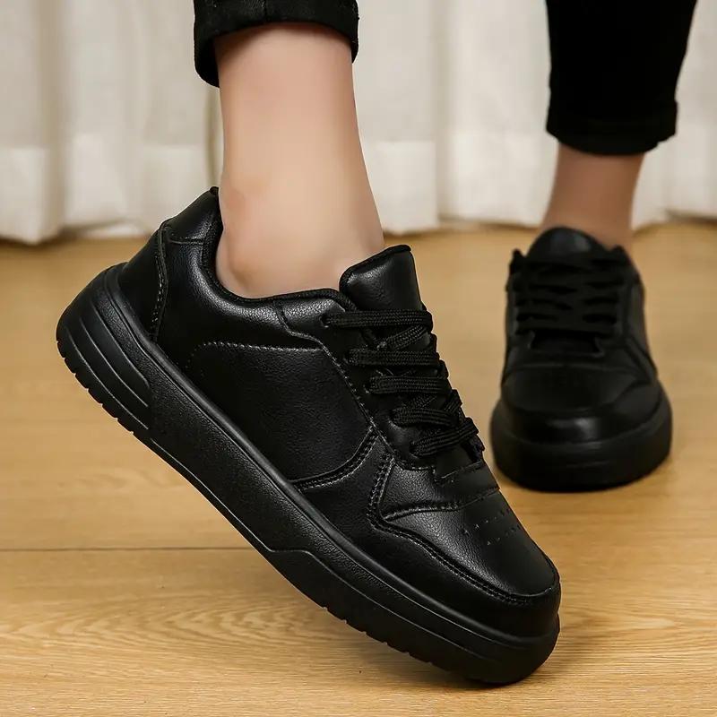 Couple Lightweight Durable Sports Shoes Trainer, Full PU Leather, Low Top Soft Sole, Outdoor Walking Shoes, Sizes 35-45, Comfortable Casual