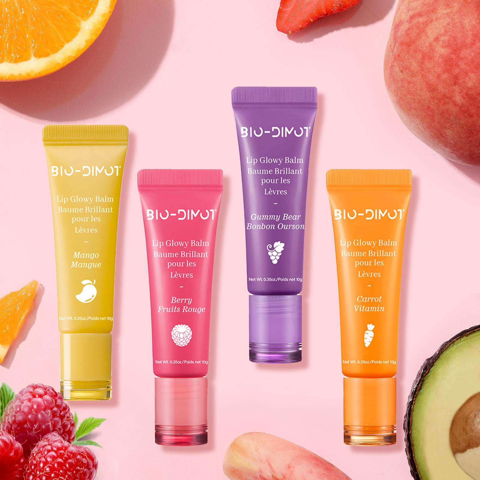 Fruits Vegetables Flavor Moisturizing Lip Gloss, 1 Count/4 Counts Long Lasting Tinted Hydrating Lipgloss, Hydrate Plumping Lip Oil for Dry and Cracked Lips