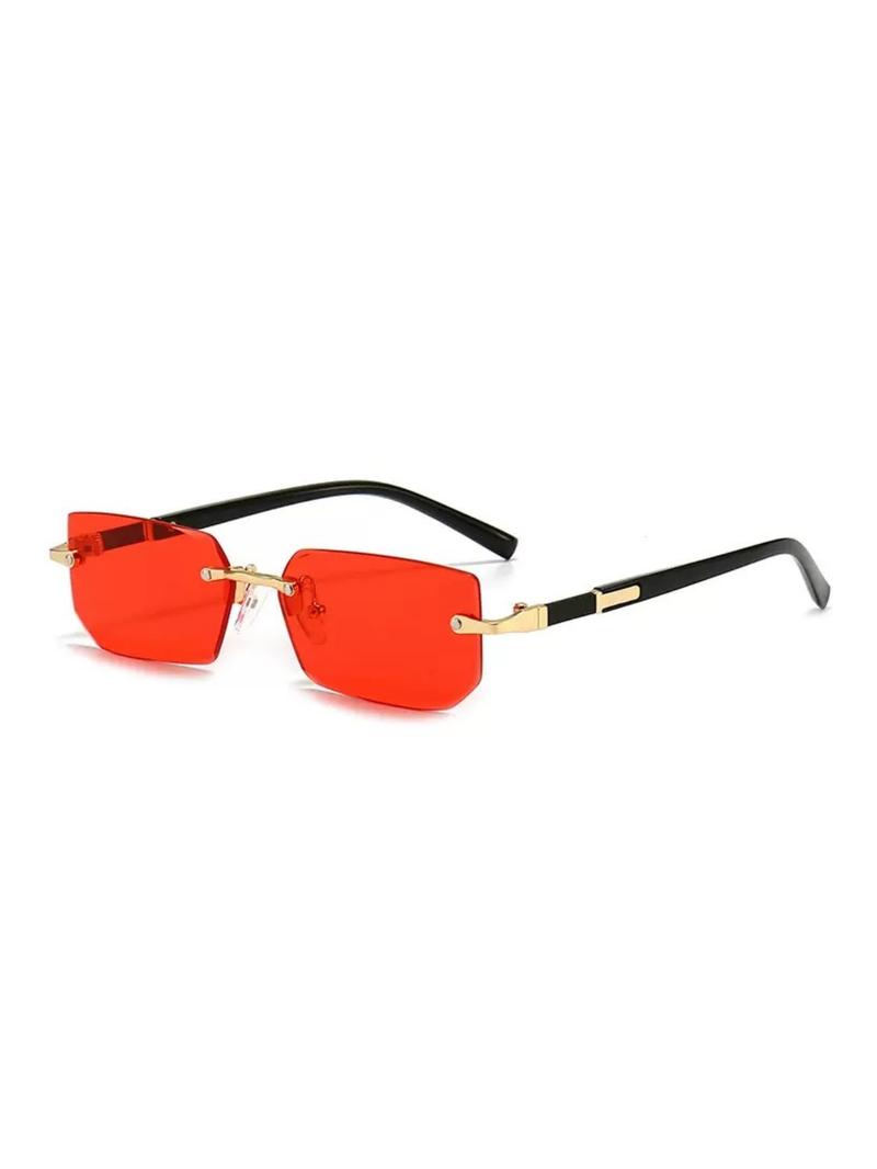 Unisex Simple Style Rimless Sunglasses, Trendy Casual Tinted Lens Sunglasses for Everyday Use, Fashionable Sunglasses, Fashion Accessories for Outdoor Activities