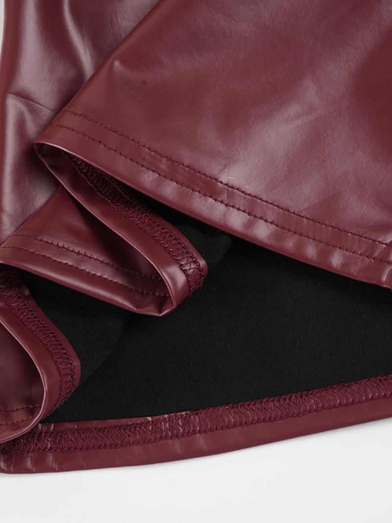 Y2K Knot PU Leather Halter Vest, Slim-Fitting Backless Design, Plain Pattern, Y2K Style, Perfect for Casual Wear