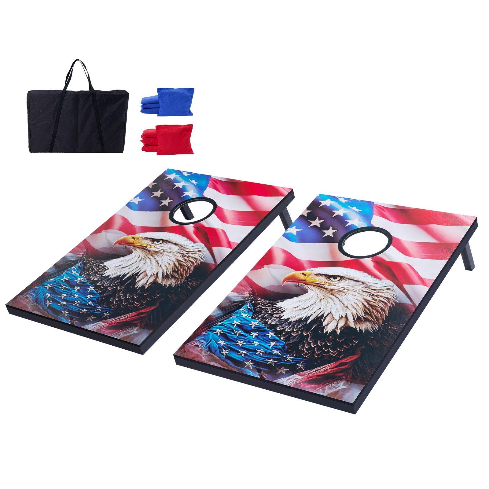 VEVOR Cornhole Set, 3x2 ft Corn Hole Game Boards, MDF Wood Portable Toss Board, Indoor and Outdoor Cornhole Play for Adults, Include 8 Bean Bags and Carrying Case, for Yard, Backyard, Beach, Camping