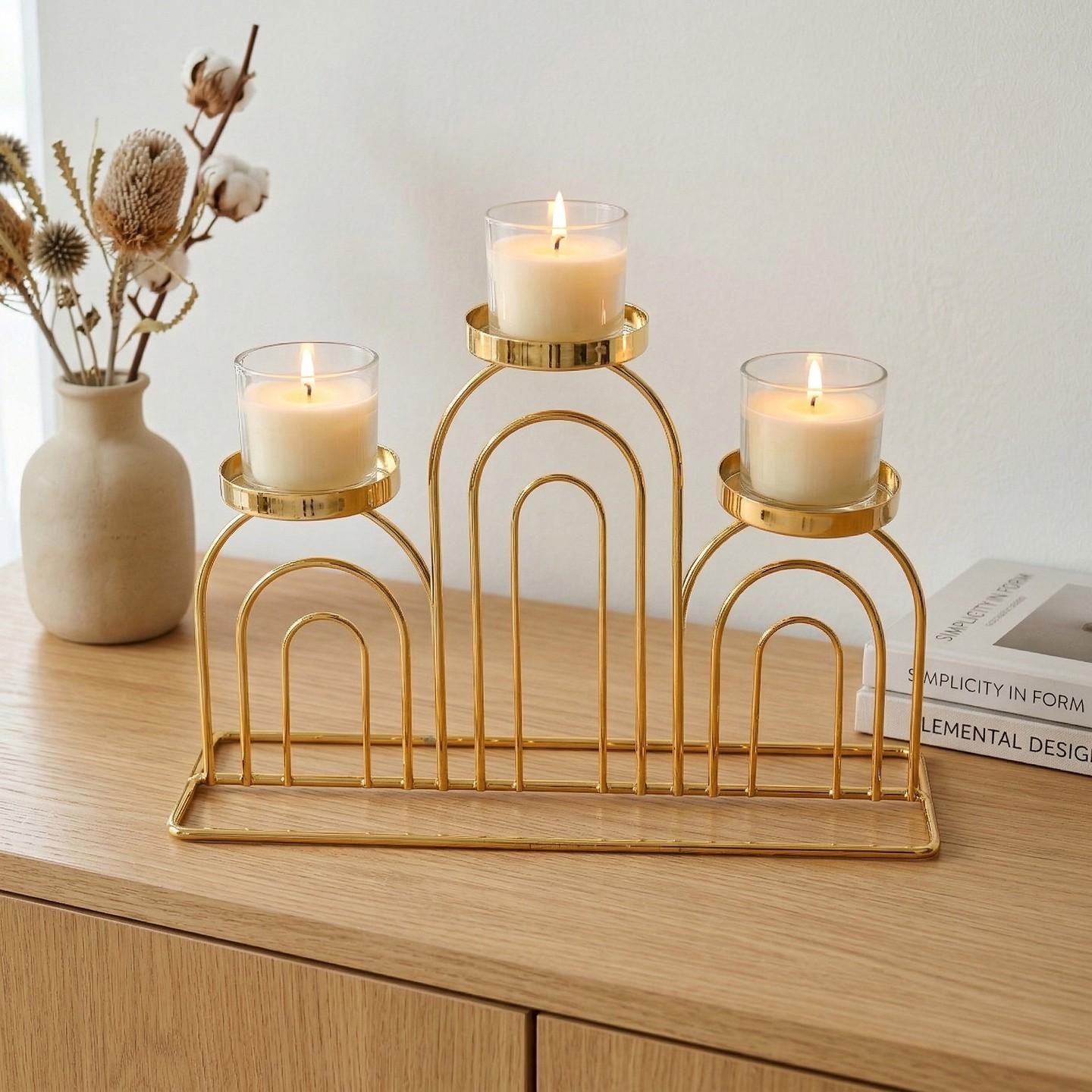 Elegant Metal Candle Holder for Table Decoration, Vintage Iron Art Design for Romantic Dinners and Bedroom Ambience, Decorative Candle Accessory