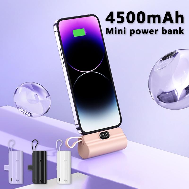 Portable Mini Emergency Capsule Charger, 4500mAh power bank, LCD Display Power Bank for iPhone & Android System Phones & Tablets, compatible for iPhone17 16 15 14 13 12 Pro Max Plus Portable Mini Emergency Capsule Charger, 4500mAh power bank, LCD Display Power Bank for iPhone & Android System Phones & Tablets, compatible for iPhone17 16 15 14 13 12 Pro Max Plus