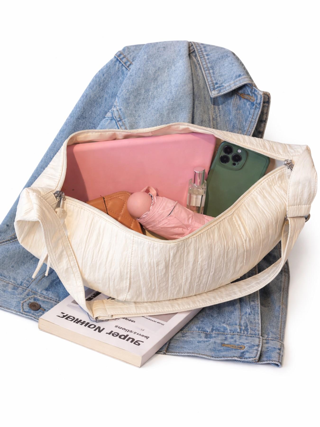 Women’s Crescent Hobo Bag, Large Capacity Shoulder Crossbody Bag, Ruched Cloud Underarm Purse, Casual Commuter Tote Handbag