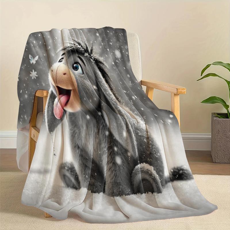Adorable Donkey Ear Snow Rug, Perfect Home Use, Festival Gift Blanket, Cute Design, Suitable for All Seasons, 1 Piece