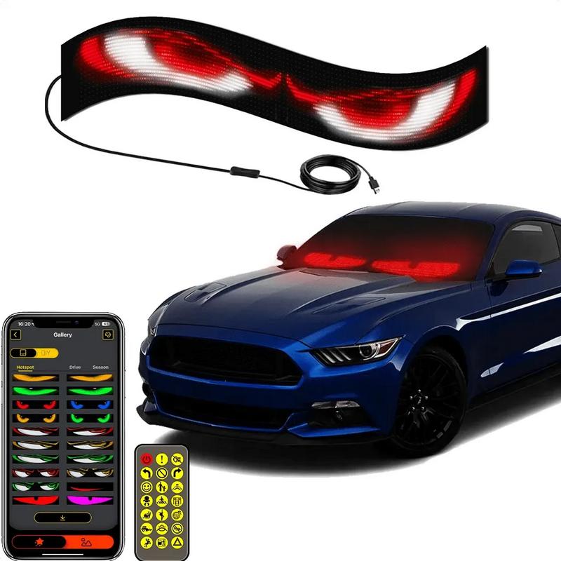 Father's Day Car Eye Lights: Scrolling Led Car Sign For Devil's Eye,Programmable Car Advertising LED Display To DIY Text Animation Graffiti Pattern From Phone APP Control And Remote, Programmable Animated Windshield Display car  window  display  system