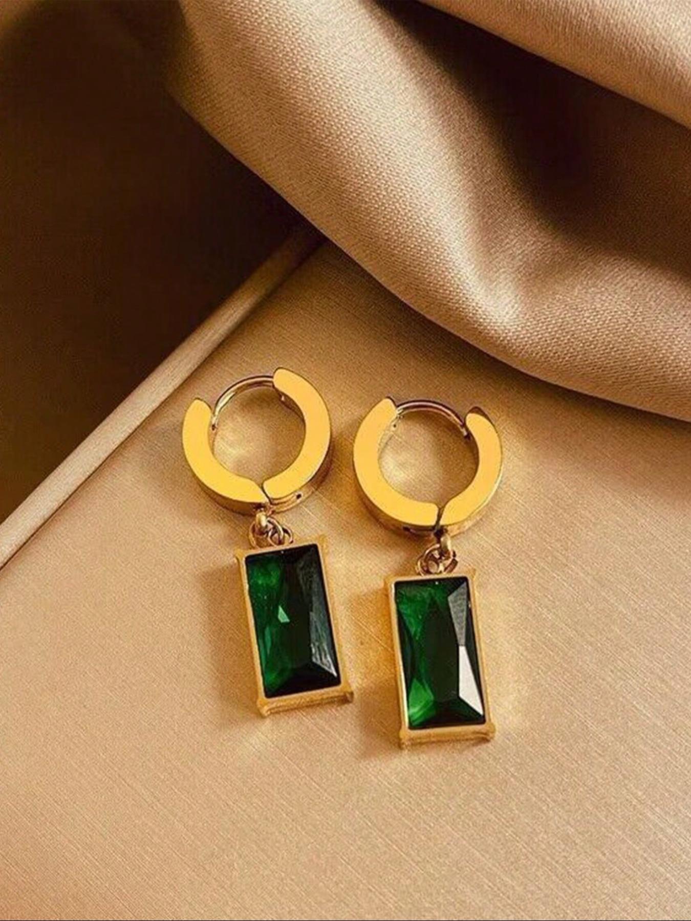 Women's Stainless Steel Imitated Crystal Necklace Earrings Set, Fashion Jewelry for Daily Wear, Elegant Accessory for Women