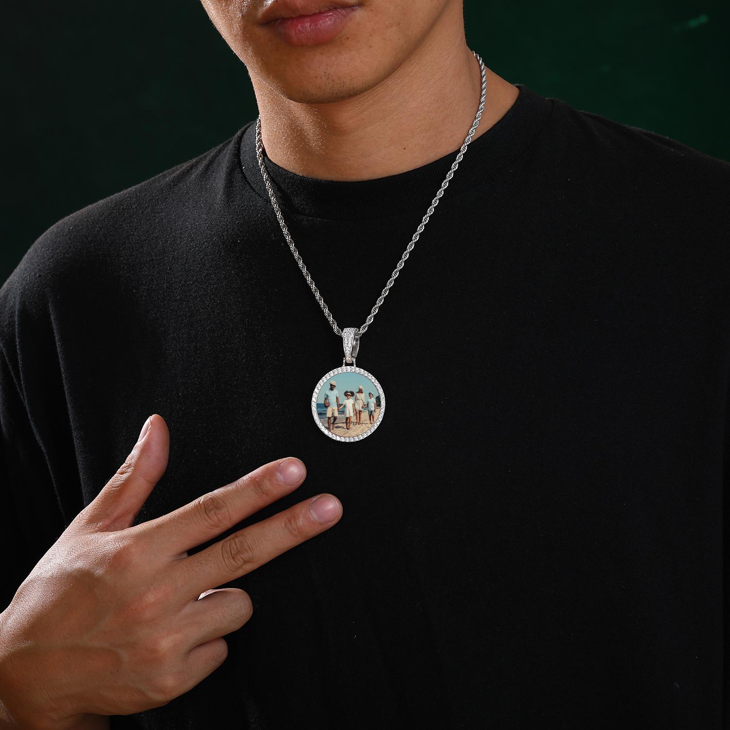 Customized Picture Pendant Necklace Personalized Men S925 Sterling Silver Hip Hop Jewelry Gift