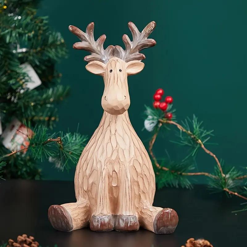 Resin Reindeer Ornament with Bristles, Cartoon Style Christmas Decor, Detailed Craftsmanship, Perfect for Home & Gifts, Ornaments Decor