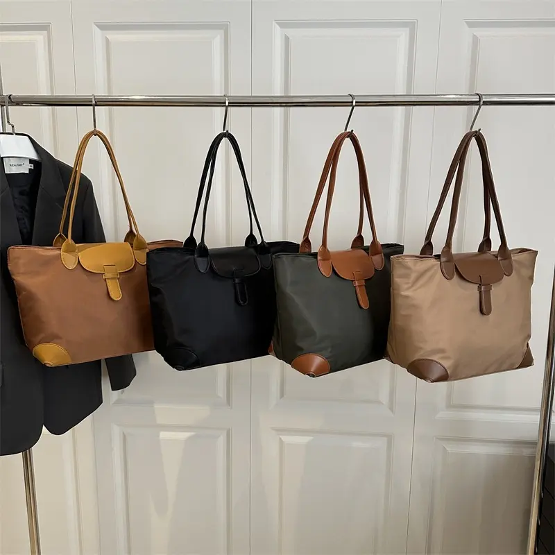 Women's Large Capacity Oxford Tote Bag, Minimalist Work & Commuter Shoulder Handbag with Zipper Closure, Spacious Durable Carryall with Fixed Shoulder Strap for Office, Shopping, Travel, College & Everyday Use