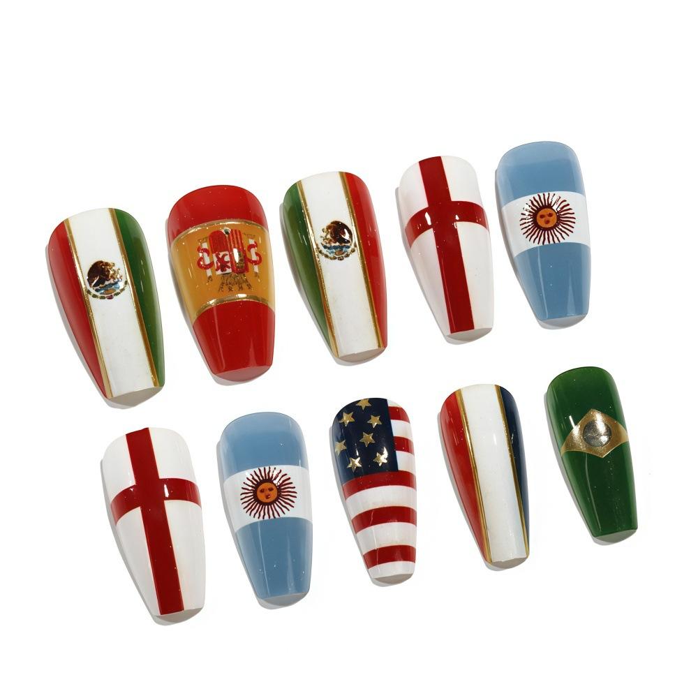 Football Theme Nail Art, Detachable False Nails Sj13, European & American Style, Removable Manicure Stickers, Model Xinghao T359