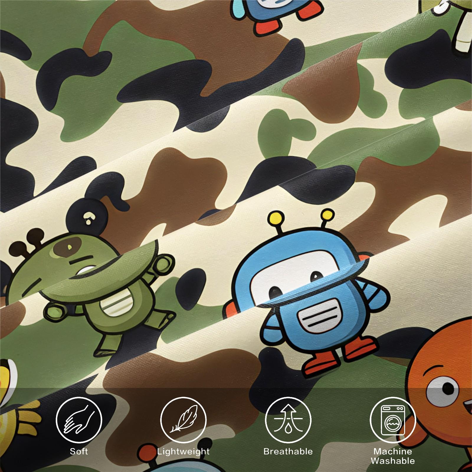 Hipster Elements Printed Bedspread 3-Piece Set With 2 Coreless Pillowcases, “A BATHING APE” Lettering and Ape Head, Soft and Comfortable Bedding