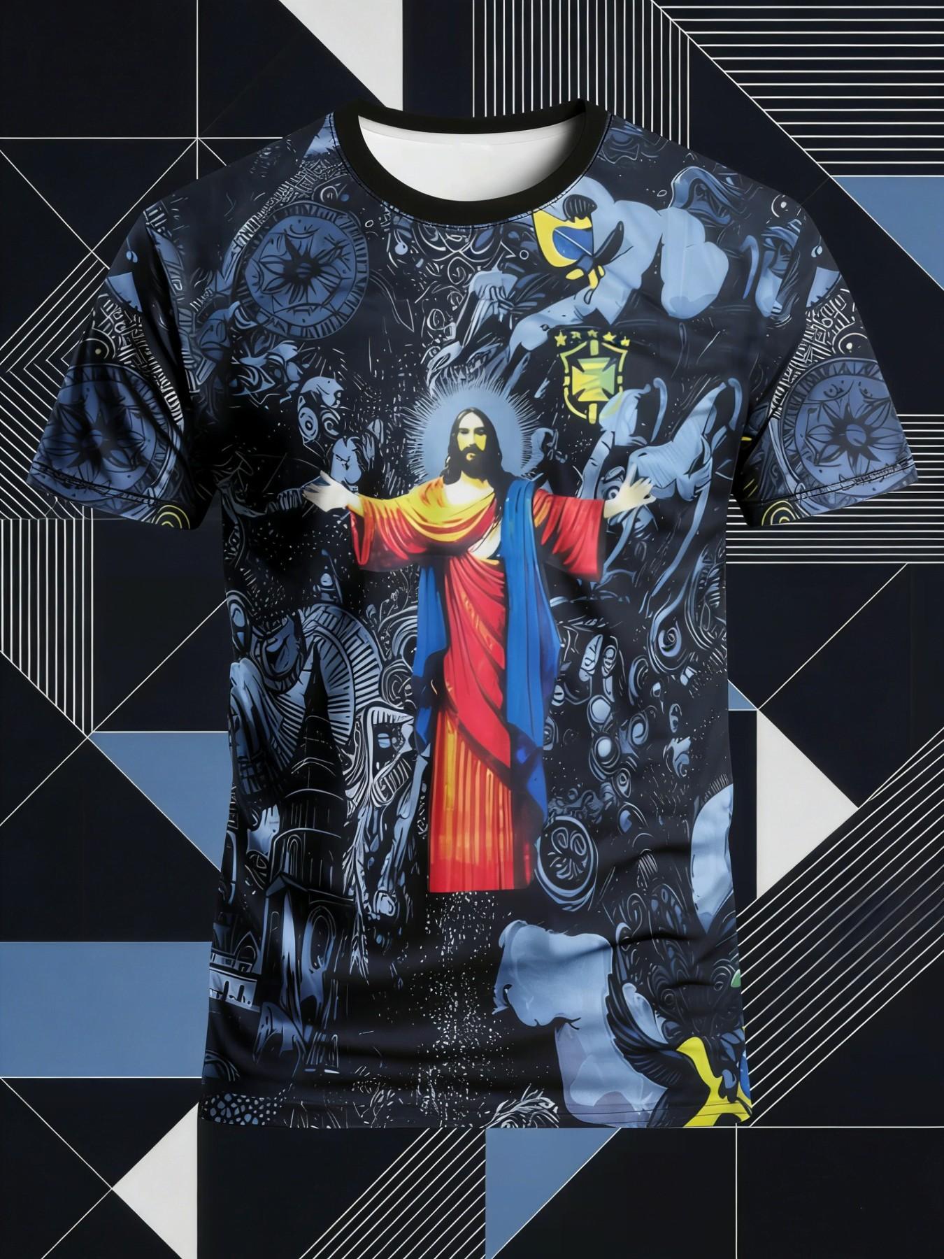 Men's Brazil Style Football Jersey & Comfortable Round Neck Sport Top, Jersey Tee, Casual All Season Fitted Shirt, Perfect Gift for Soccer Training