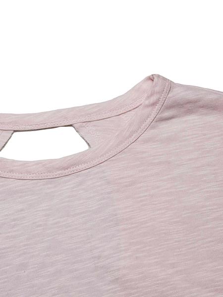 Women's Plain Backless Long Sleeve Sports T-Shirt, Casual Fitted Woven Fabric Top, All-Season Comfortable & Stylish Backless Sports Tee