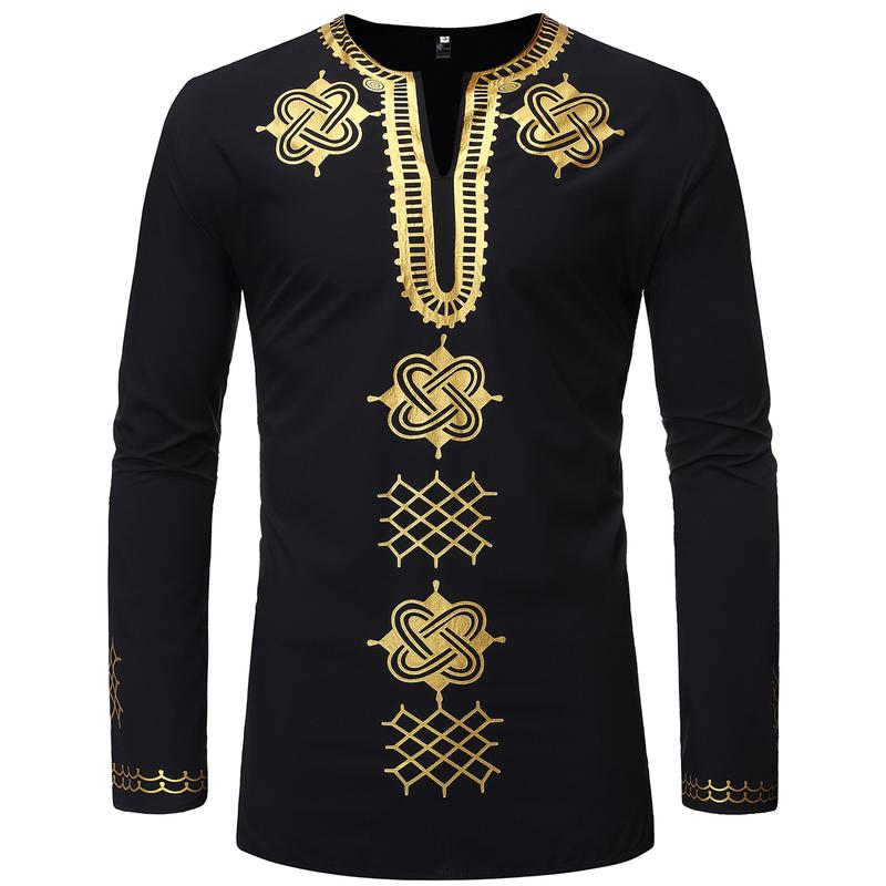 ZEROYAA Men's Africa Stand-up Collar Long Sleeve Dashiki Shiny Pattern Printed Dazzling Shirt Ethnic Elastic fathers day gift for boyfriend father's day shirts memeshirts funny shirts father's dad gifts black people