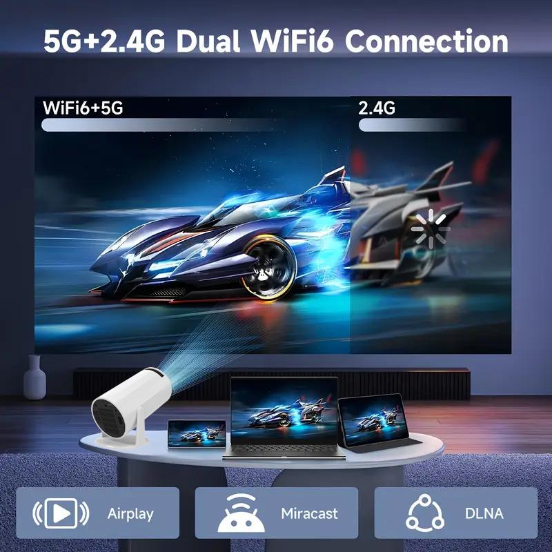 Holiday Haul Home Use Mini 4K Projector - 1080P Clear View, 5G/2.4G Dual-Band WiFi & Multi-Device Connection, Bedroom Wall Projection & Remote Screen Mirroring - Christmas Gift