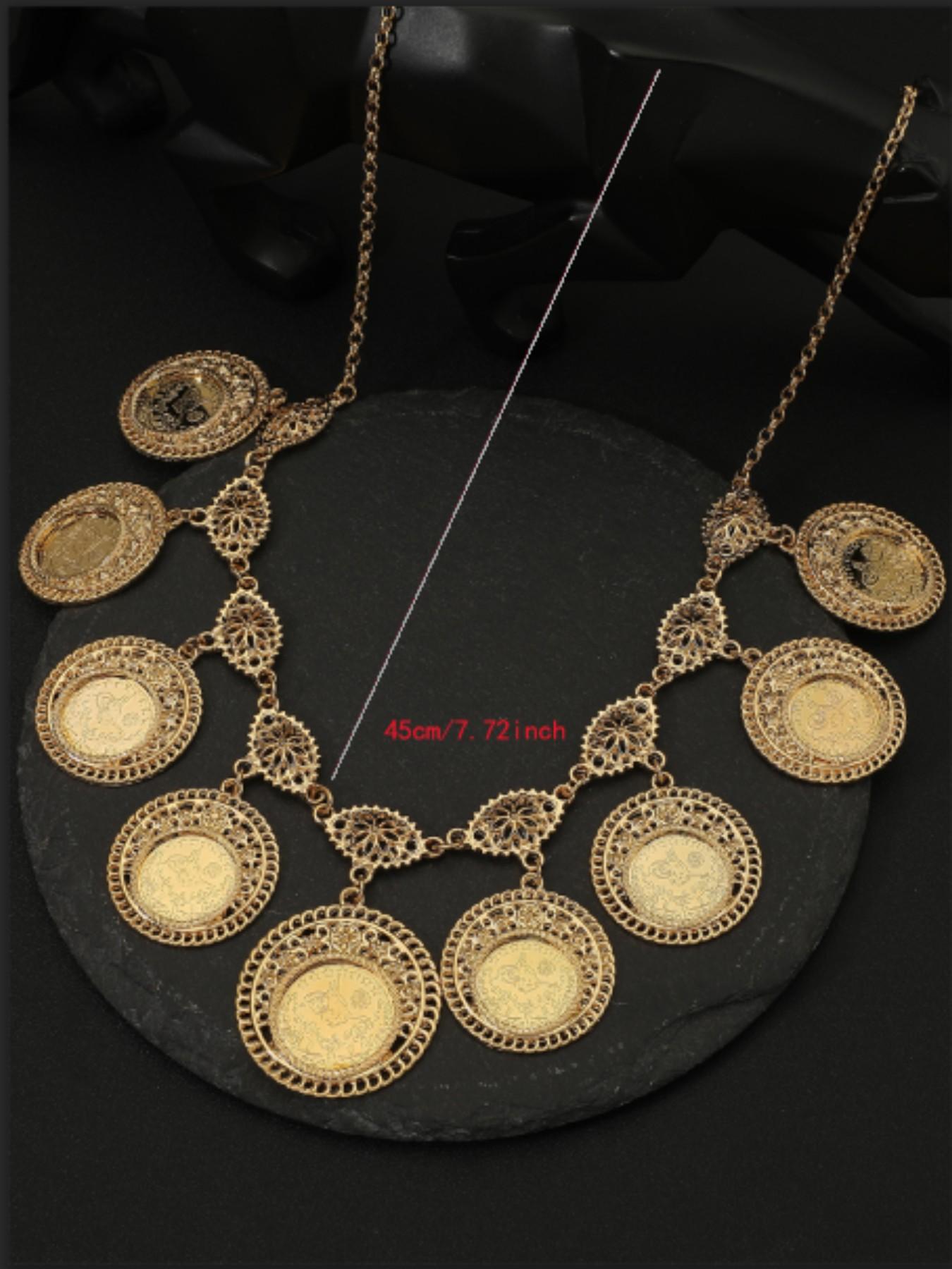 Handcrafted Multi-Layer Coin Bell Necklace, Vintage Ethnic Style Bridal Wedding Jewelry, Casual All-Season Accessory