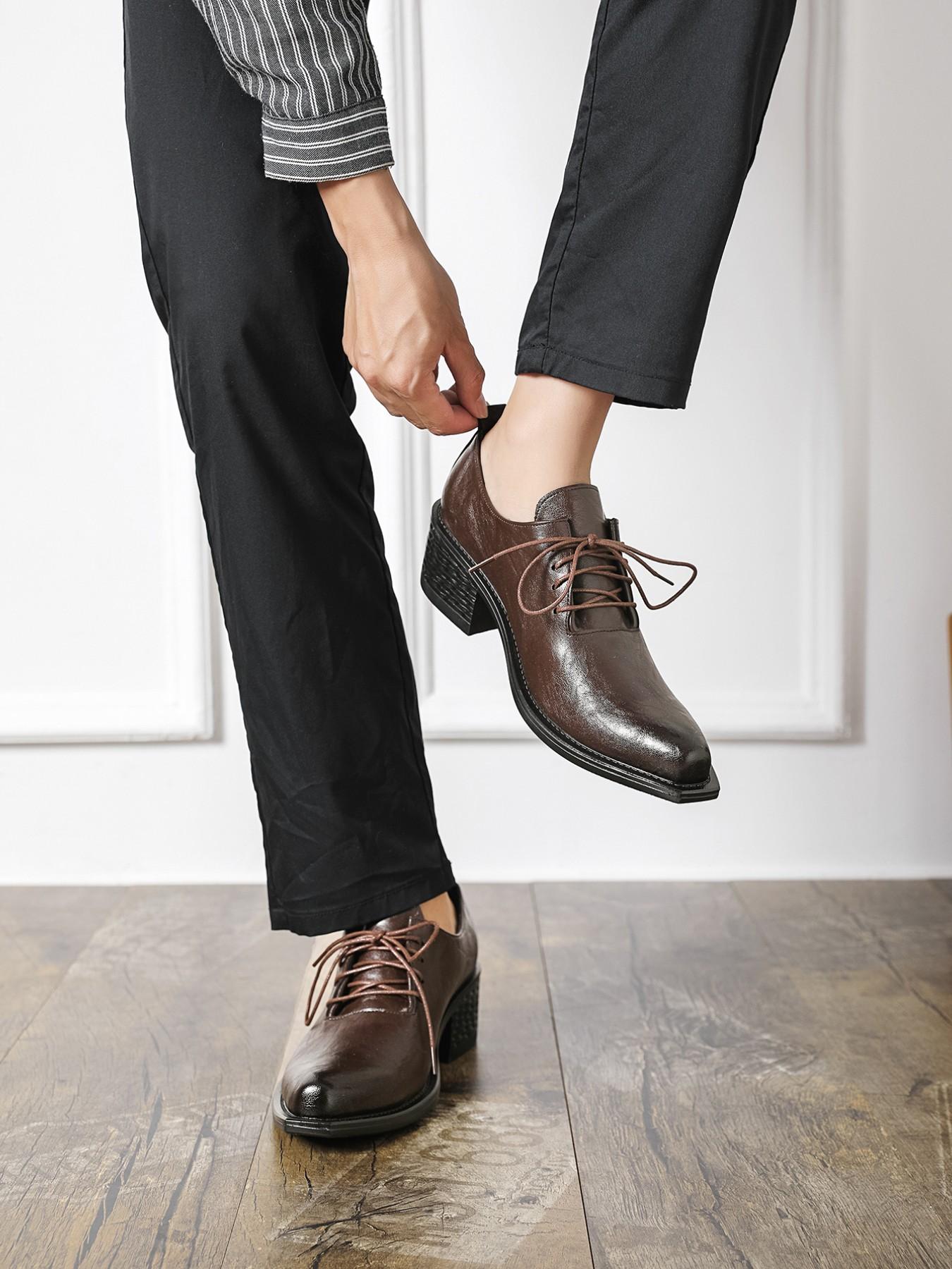 Men's New Business Casual Derby Shoes, Retro Thick Heel, Height Increase, Stylish Office Shoes, Comfortable Daily Wear