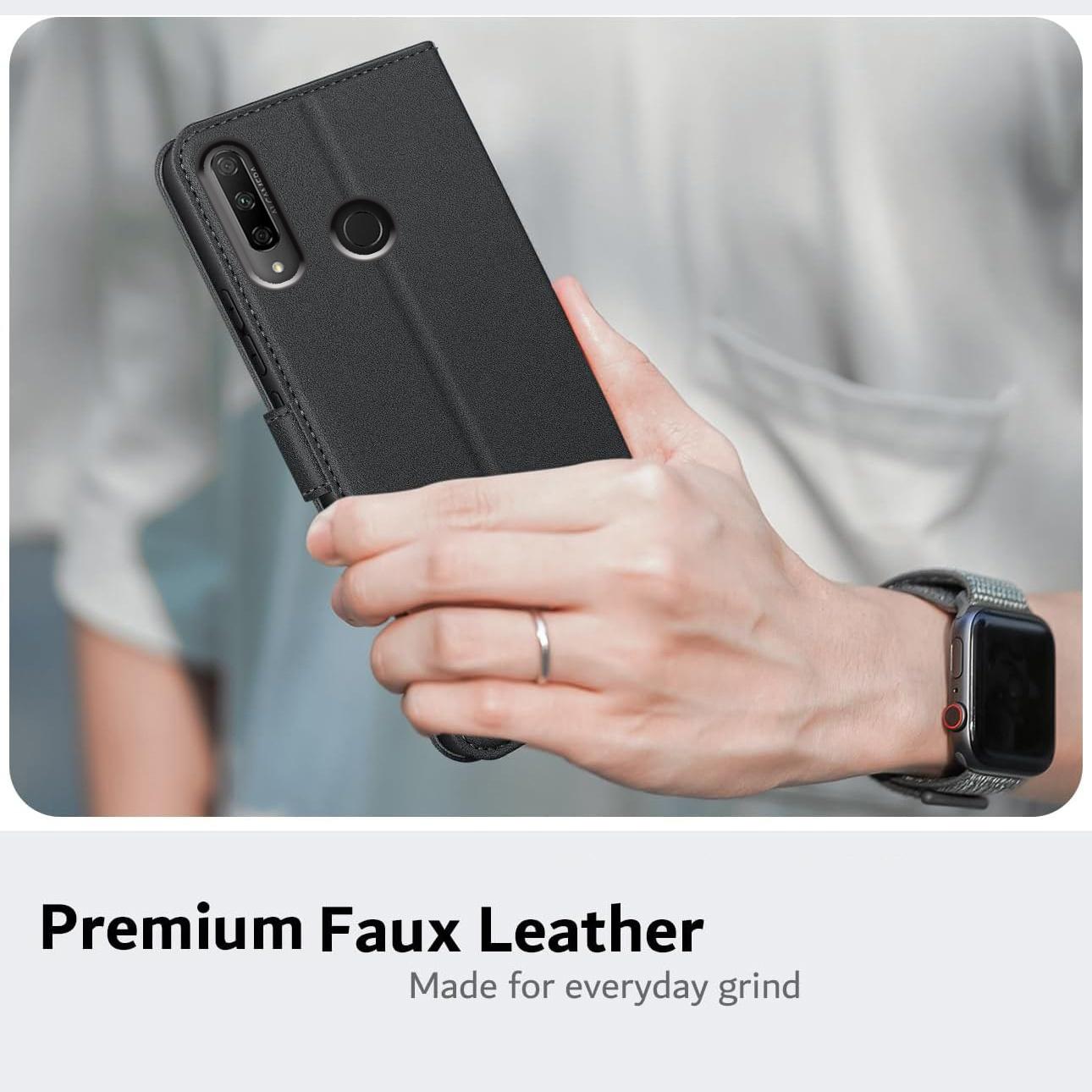 For Honor 9X / Huawei P Smart Z / Y9 Prime (2019) Case With Kickstand PU Leather Card Slot Black Wallet Flip Protective Phone Case Cover