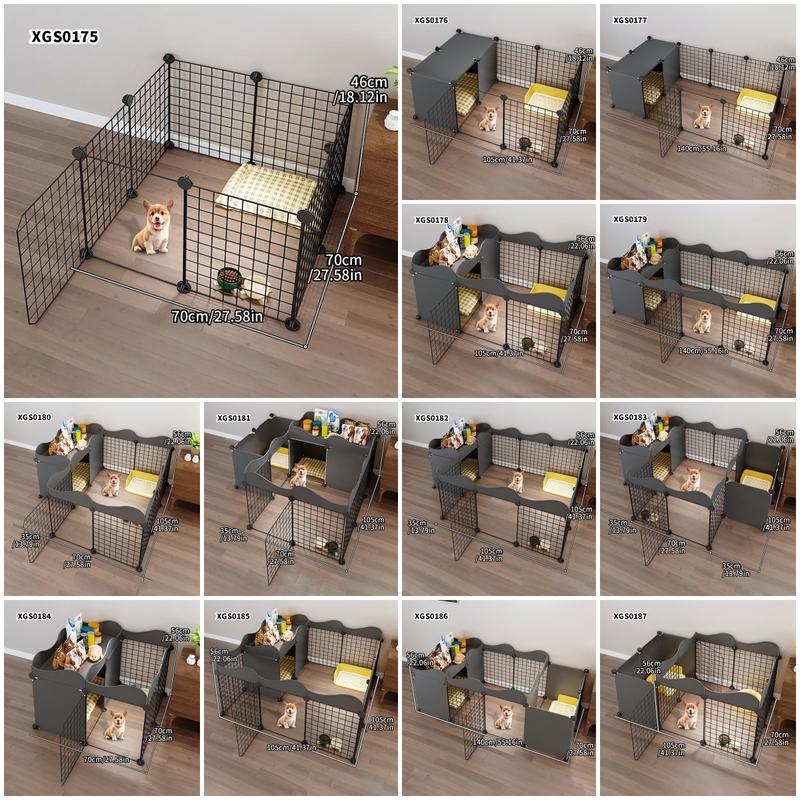 Small Dog Fence Indoor Home Pet Enclosure, Durable Puppy Playpen, One Room One Bath Puppy Cage with Toilet Area, Anti-Escape Dog Kennel