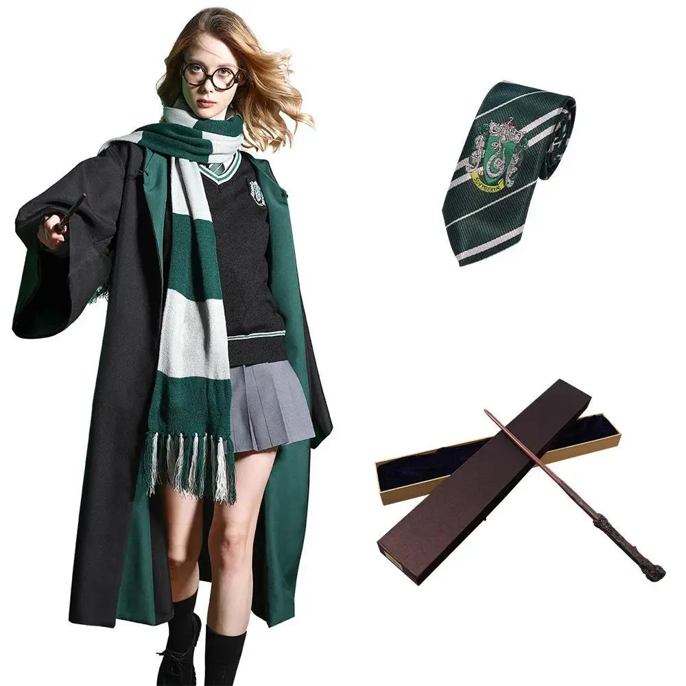 Harry Potter Academy Robe Cinema Magic Robe Halloween Cosplay Party Costume Magic Robe Cloak with Tie Adult Uniform Outfit Gift