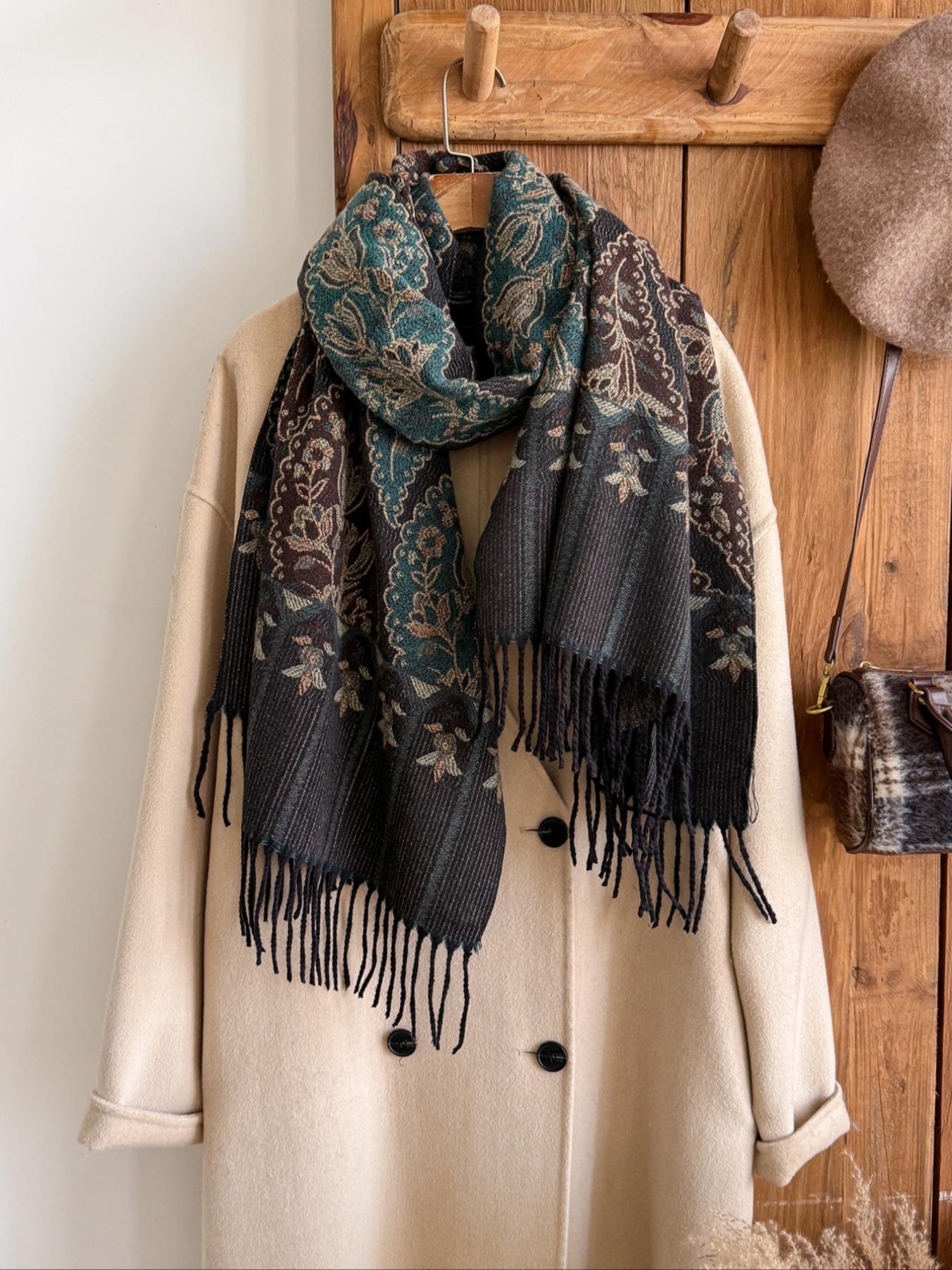 Cozy Ethnic Print Boho Style Scarf for Fall & Winter, Soft Woven Shawl for Men Women Daily Wear, Casual Fashion Accessory