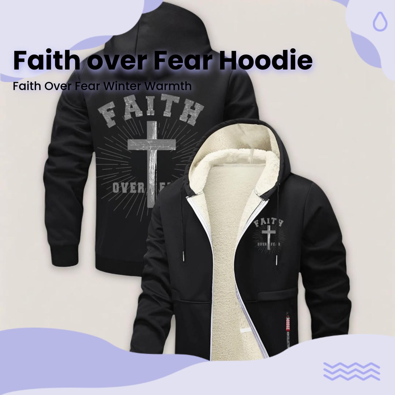❄️Winter Faith Armor: FAITH OVER FEAR Sherpa Hoodie Jacket | 1/COUNT + Cross Print🔥Crush Cold & Doubt – TikTok’s Hottest Spiritual Flex💥