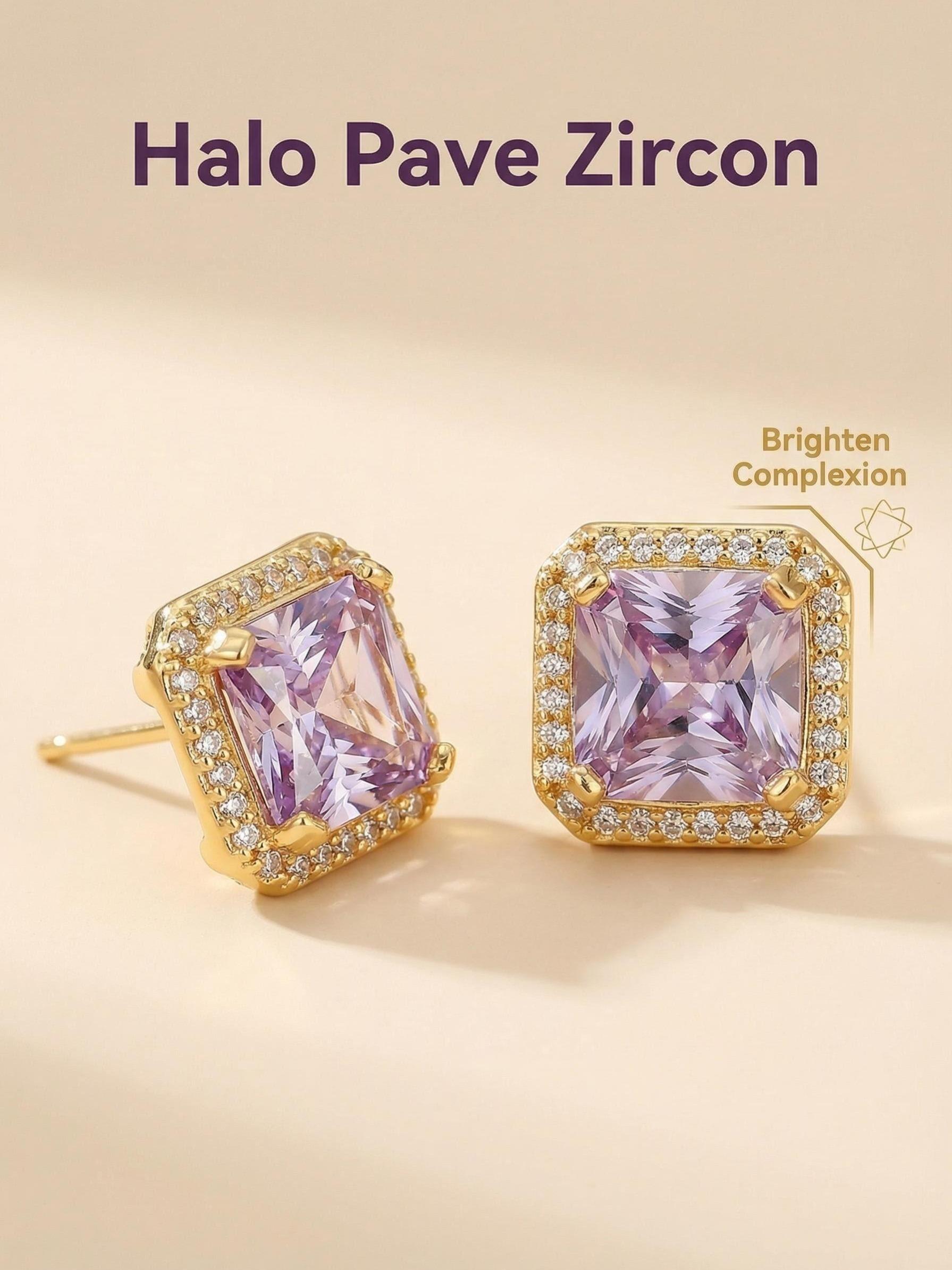 European and American High-End Square Earrings, Zircon Inlay, Light Luxury Full Diamond Ear Jewelry, Elegant and Stylish Accessories
