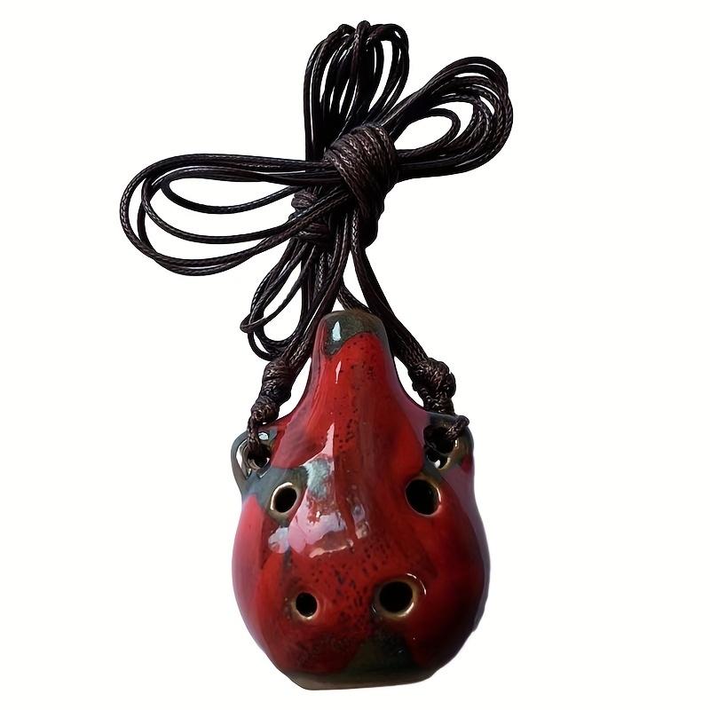 A Six-Hole Ceramic Ocarina - Vintage Style Six-Hole Mini Ocarina, Portable Mini Musical Wind Instrument with Adjustable Lanyard, Available in Purple/Red/Green/Blue/Yellow, Ideal for Music Lovers and Beginners, Musical Instruments