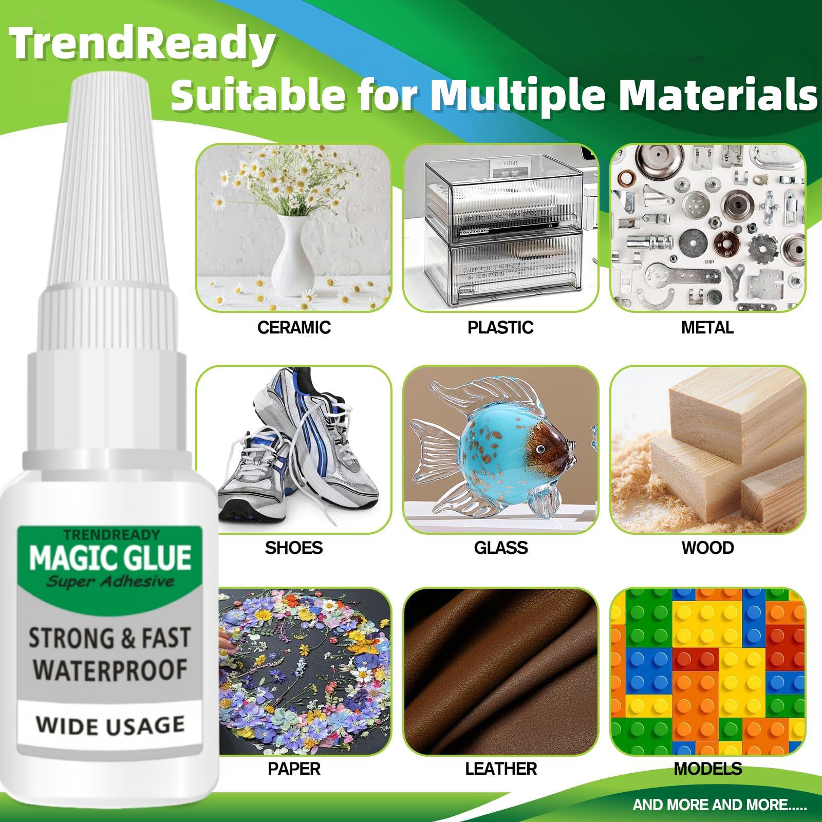 TrendReady MAGIC GLUE, 4PCS All-Purpose Magic Glue, Superglue for Plastic, Wood, Metal, Crafts, and Repairs, Cyanoacrylate Adhesive Instant Glue, Fast Drying, Waterproof, Repair Glue