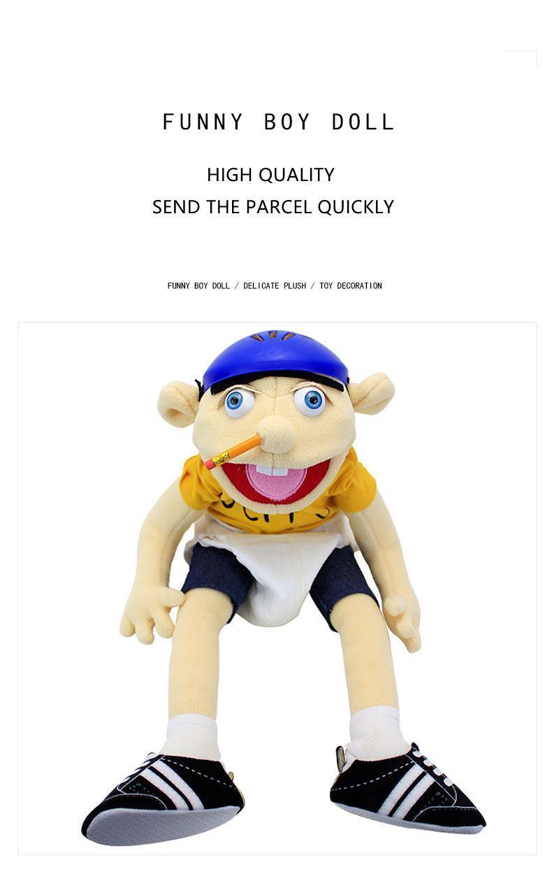 60/40cm Large Jeffy Boy Hand Puppet Children Soft Doll Police Talk Show Party Props Christmas Doll Plush Toys Puppet Kids Gift